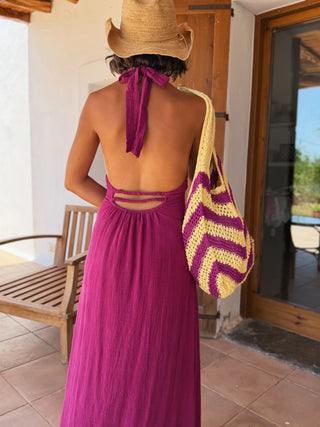 Sac en CROCHET jaune&prune (Pré-Commande)