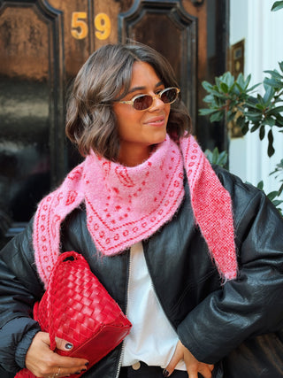 Écharpe triangle bandana rose&rouge