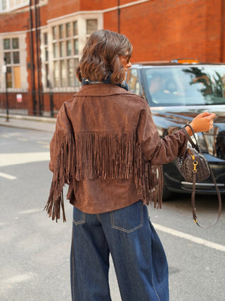 Veste à FRANGES chocolat