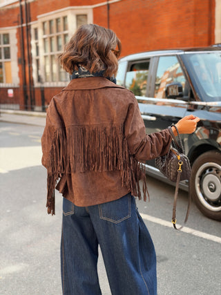 Veste à FRANGES chocolat