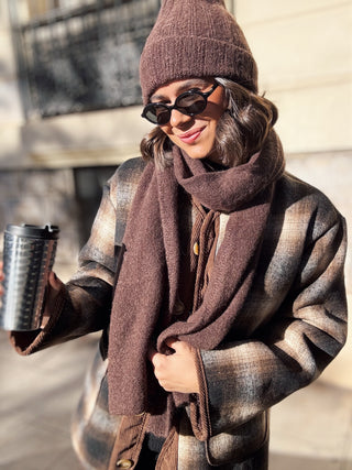 Ensemble BONNET - ÉCHARPE chocolat