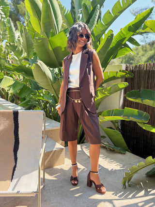 Blazer VICTOR sans manche chocolat