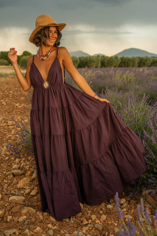 Robe en coton SOLEIL prune