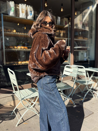 Veste fausse fourrure STELLA avec sa capuche