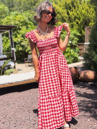 Robe longue VICHY rouge