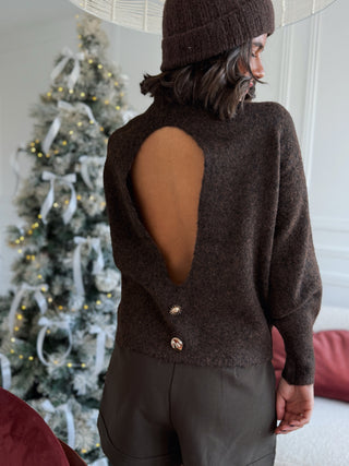 Pull DOS NU chocolat