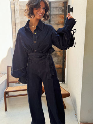 Chemise en denim brut portefeuille