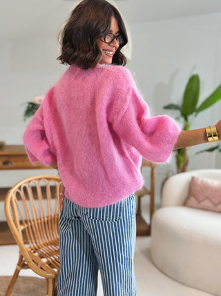 Pull manches 3/4 ZOÉ rose bonbon