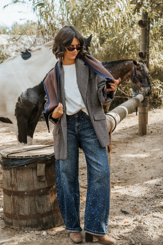 Blazer OVERIZE a carreaux marine&chocolat