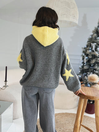 Pull ÉTOILE gris&jaune