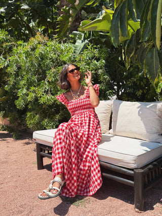 Robe longue VICHY rouge
