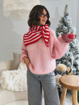 Écharpe RAYÉE rose&rouge