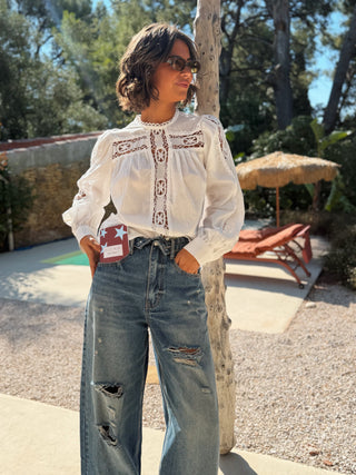 Blouse ajourée blanc