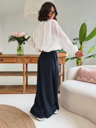 Pantalon JOSEPH marine rayé