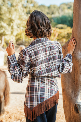 Chemise à carreaux&ceinture franges