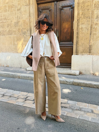 Pantalon en coton BARREL beige