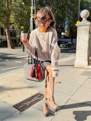 Pull COUTURE manches longues taupe