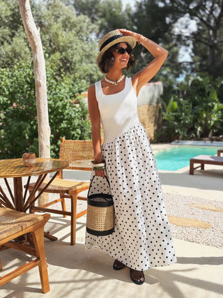 Robe débardeur à pois noir