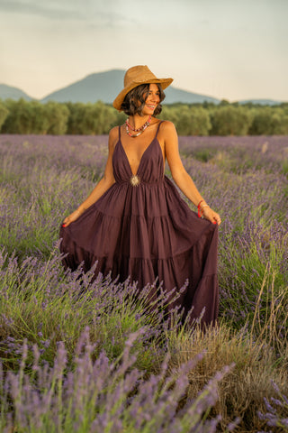Robe en coton SOLEIL prune