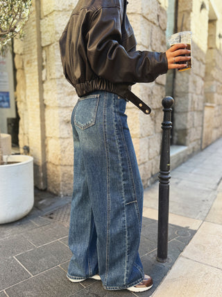 Jean large BARREL denim bleu foncé