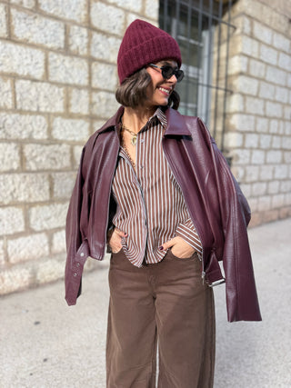 Chemise rayée chocolat&blanc