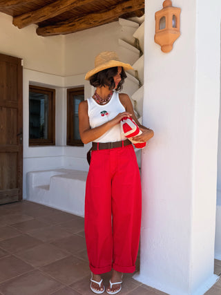 Pantalon TINO en coton rouge