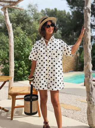 Combi-short OHLALA à pois blanc&noir