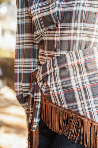 Chemise à carreaux&ceinture franges