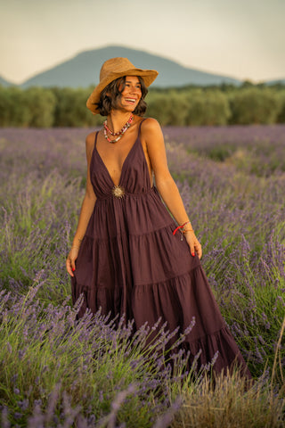 Robe en coton SOLEIL prune