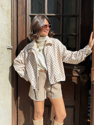 Veste à pois écru&chocolat