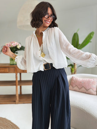 Pantalon JOSEPH marine rayé