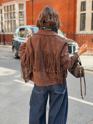 Veste à FRANGES chocolat