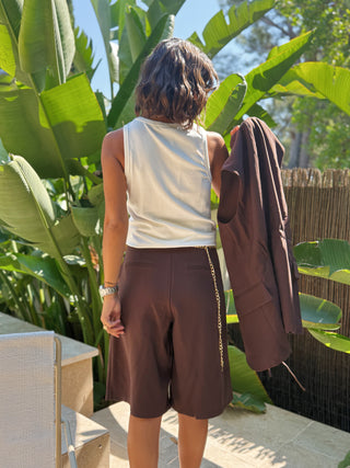 Blazer VICTOR sans manche chocolat