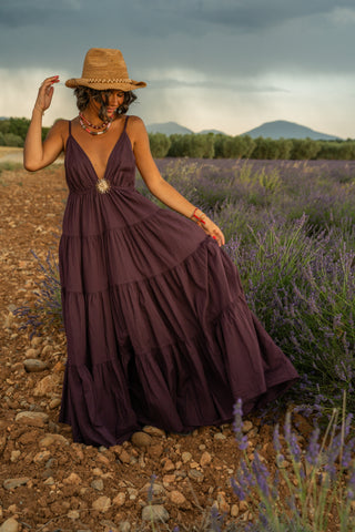 Robe en coton SOLEIL prune