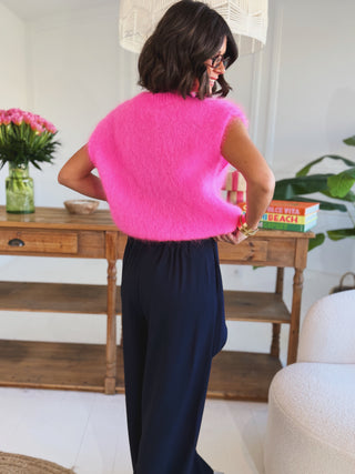 Pull sans manche MOHAIR fuschia