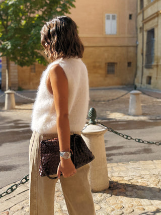 Pull sans manche MOHAIR écru