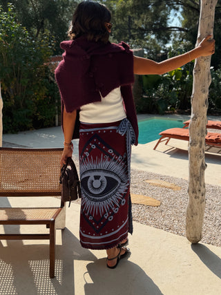 Jupe FOULARD bordeaux&marine