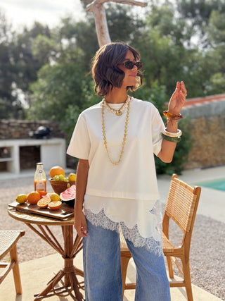 Tee-shirt dentelle blanc