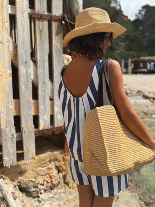 Ensemble FORMENTERA rayé marine&blanc