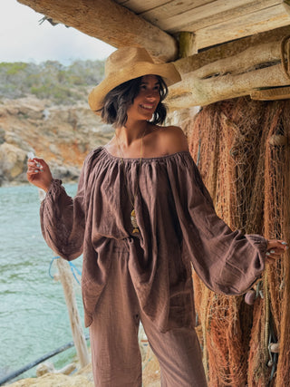 Top MAREA bardot chocolat