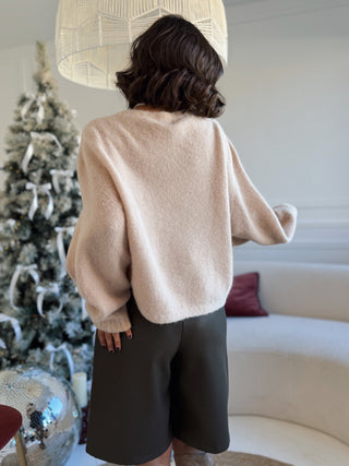 Bermuda façon cuir marron