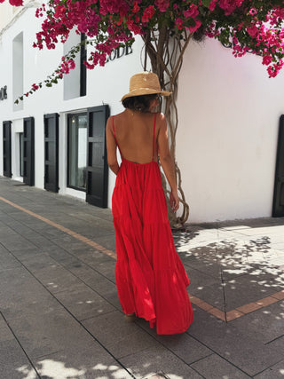 Robe en coton SOLEIL rouge (Pré-commande)