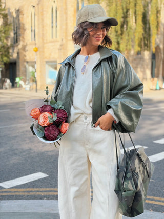 Veste BALLON façon cuir kaki