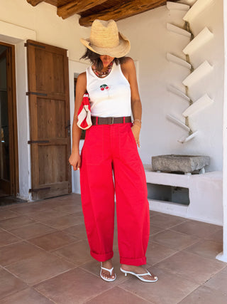 Pantalon TINO en coton rouge