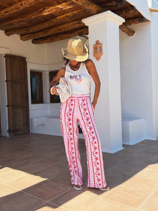 Pantalon broderie rose&rouge
