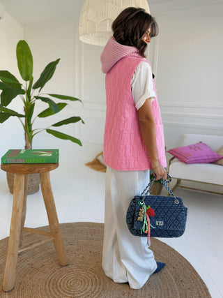 CAGOULE en laine rose