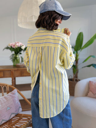 Chemise ALL GOOD FUN rayée jaune&bleu