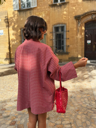 Veste PARKA a carreaux rouge