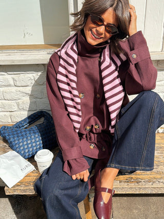 Gilet rayé prune&rose