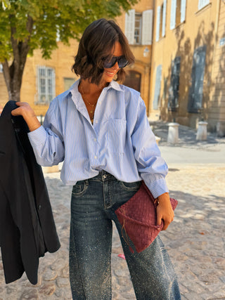 Chemise SANDRO rayé bleu ciel